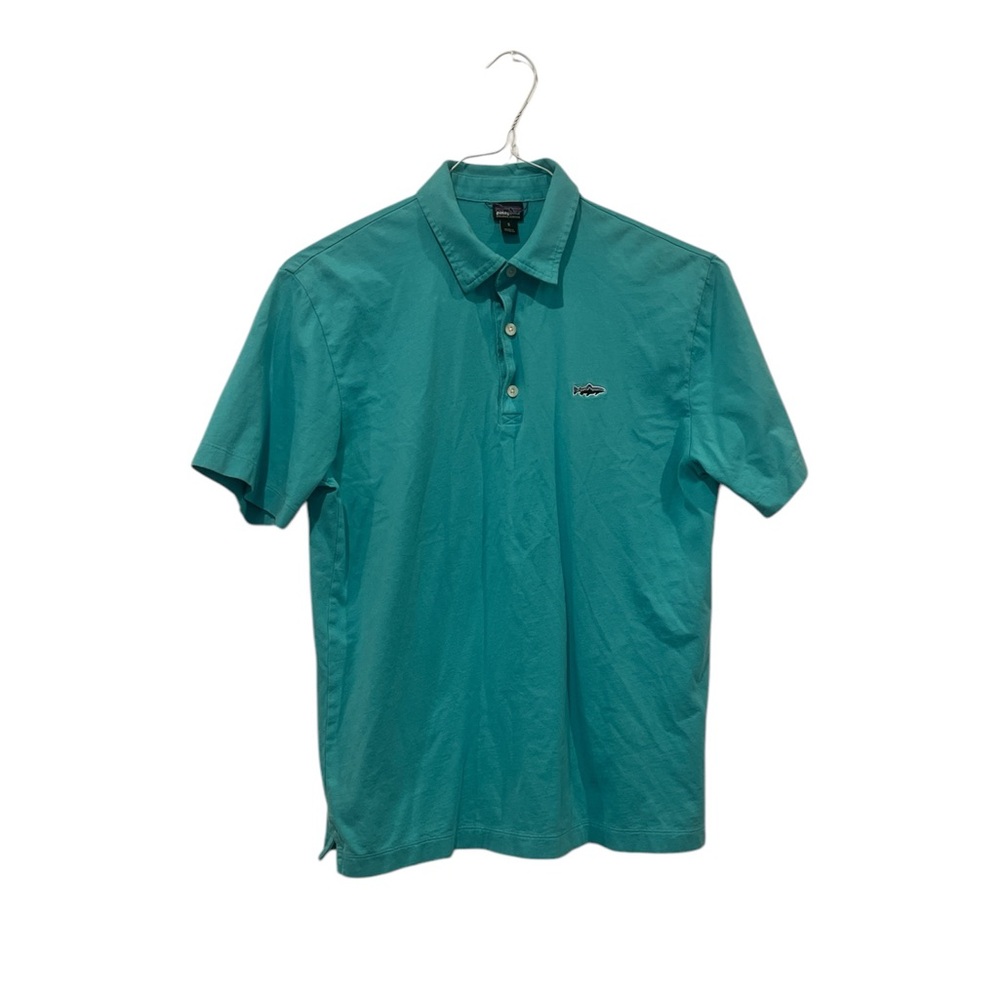 Patagonia Polo Shirt Men’s Size Small Trout  Organic Cotton Teal EUC‎